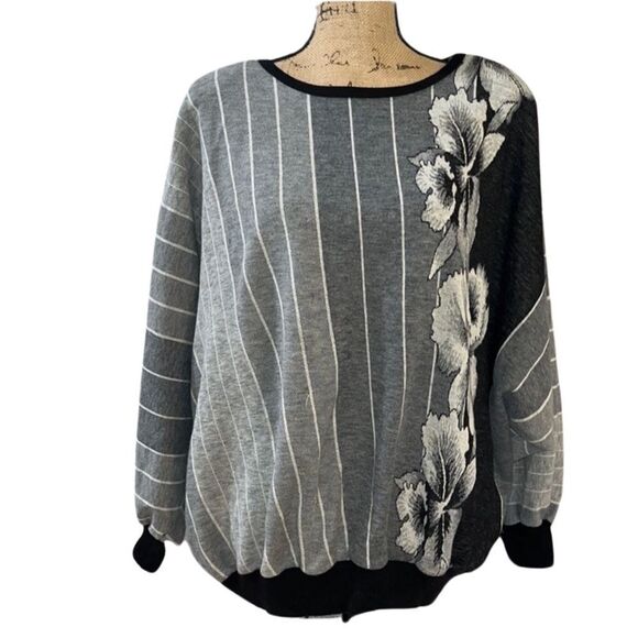 Vintage Top Notch Oversized Floral Sweater with Shoulder Pads size X-Large - Picture 3 of 11